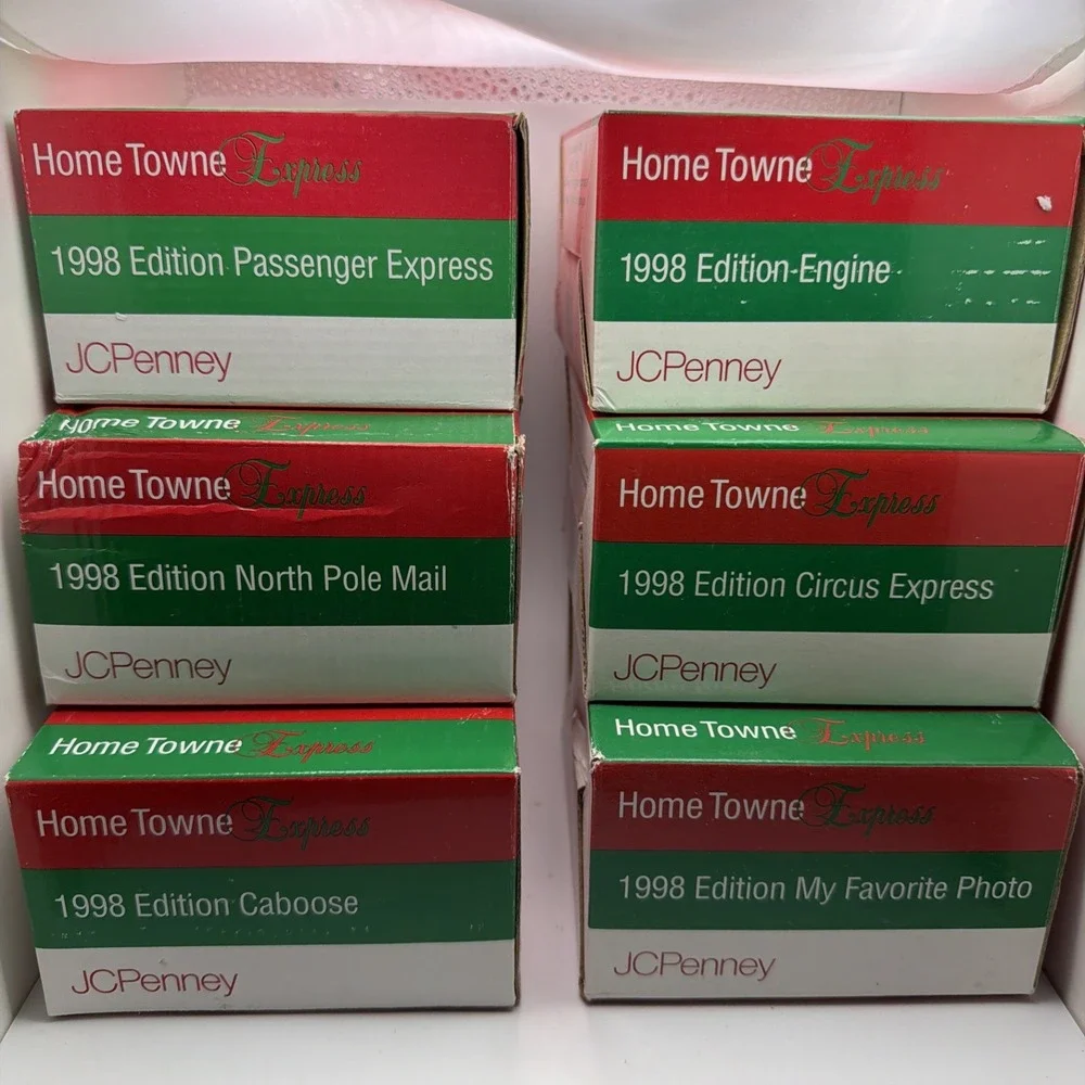 JC Penney 1998 Home Towne Express Train 6 Piece Set Complete with Boxes